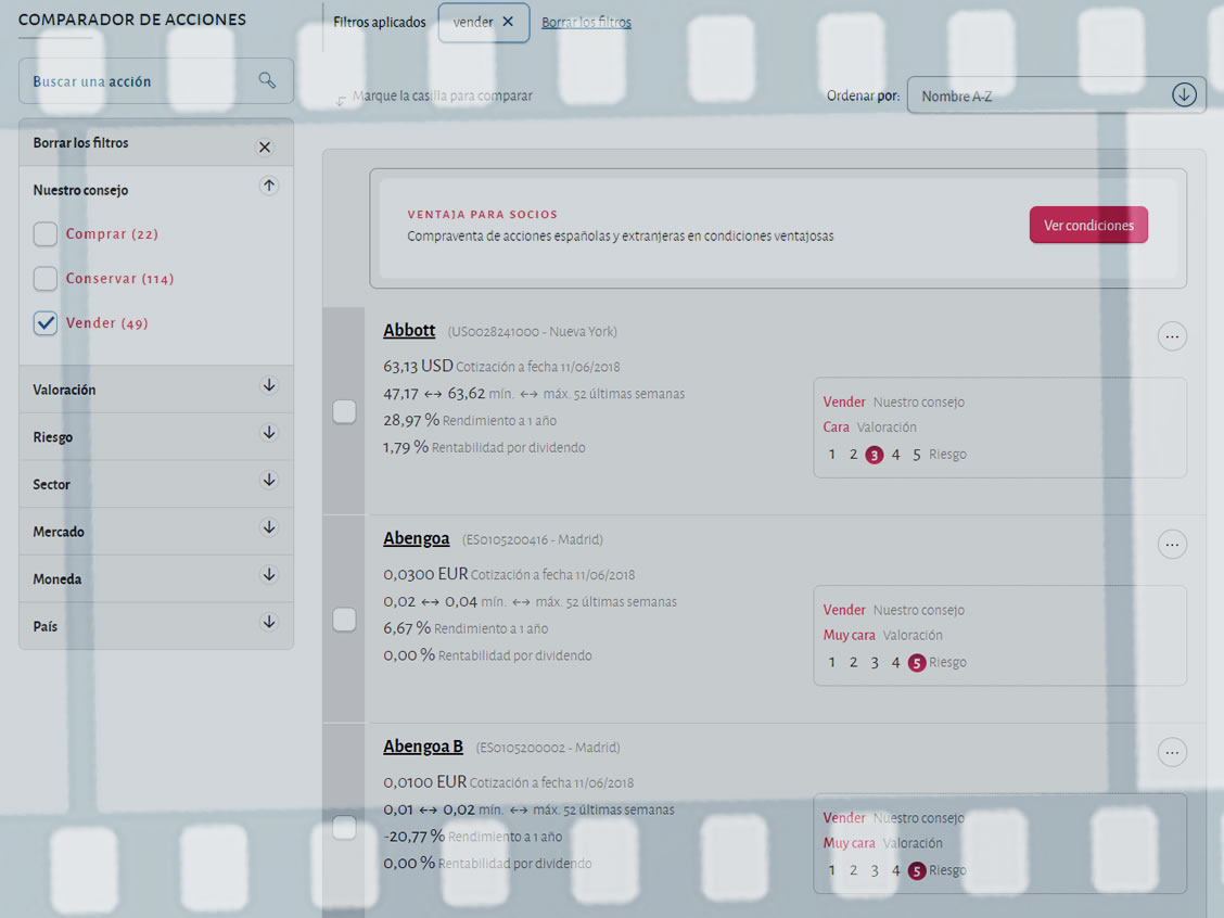 Nuestro comparador de acciones